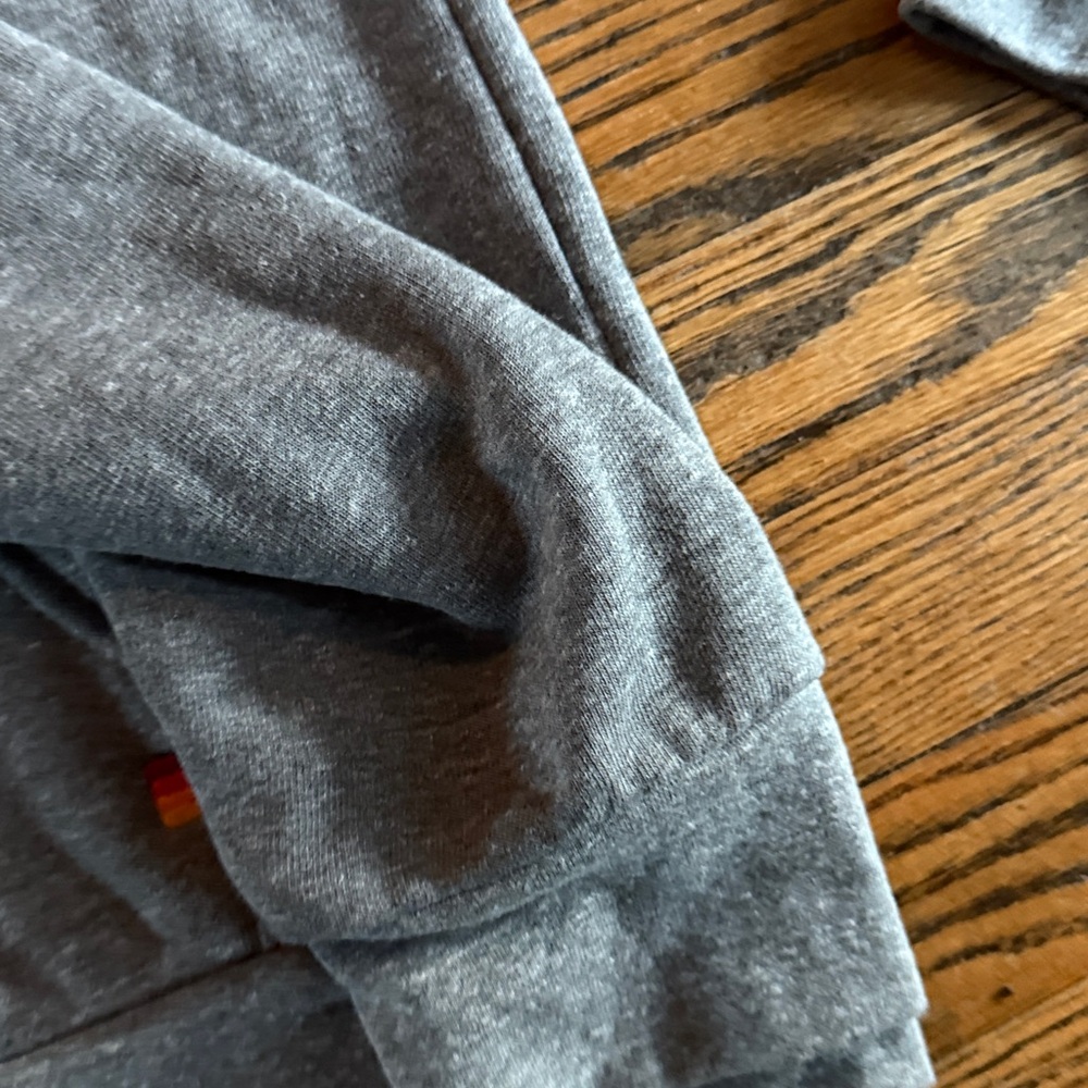 Aviator Nation Gray Zip Hoodie with Retro Yellow Orange red white stripes - Picture 3 of 14